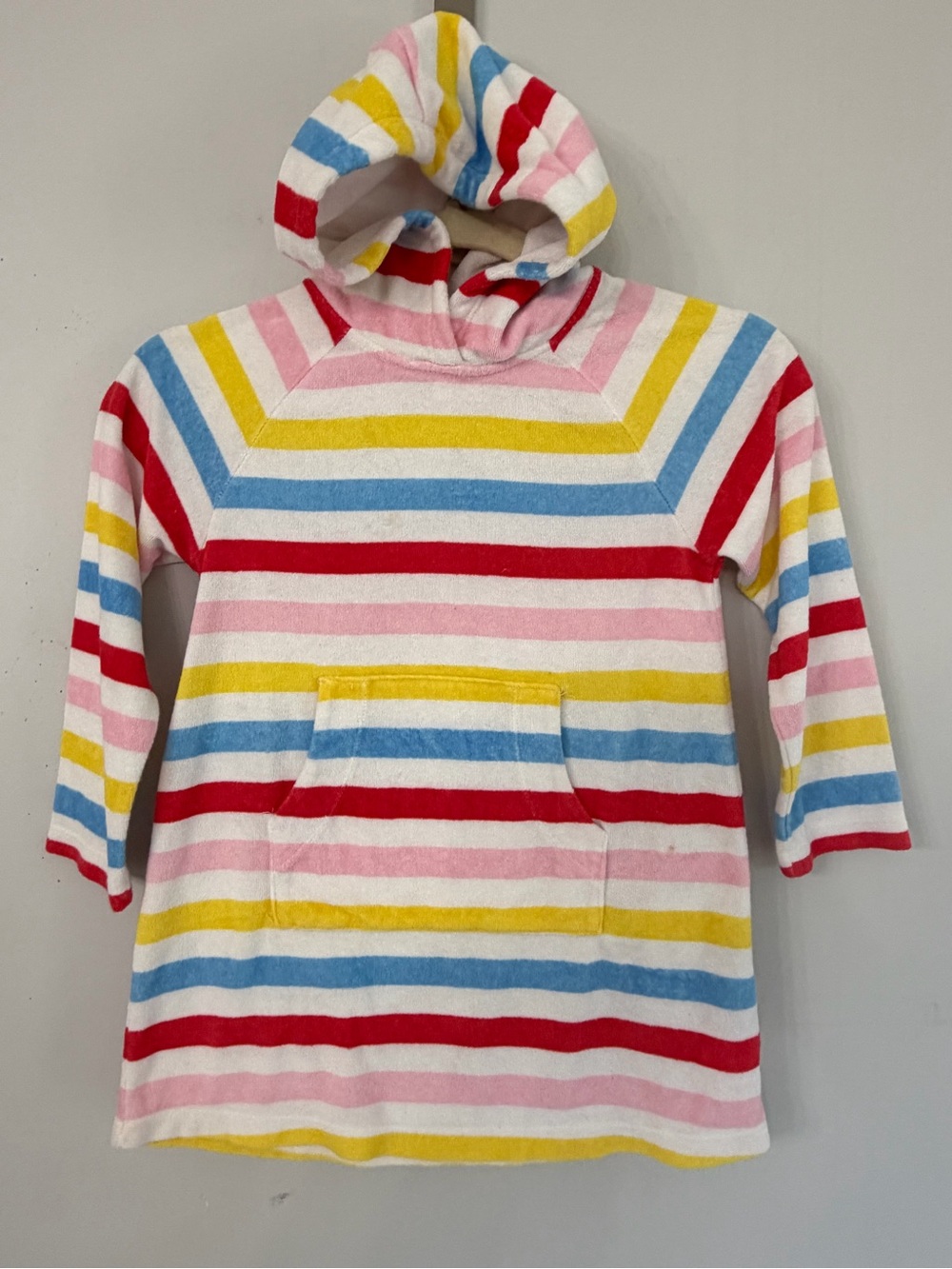 Hannah Andersson Size 5 little kids terry cloth hooded striped swim pool coverup